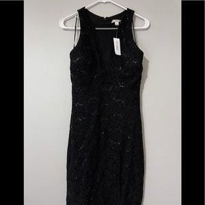 Black body con dress with sheer center Dressbarn